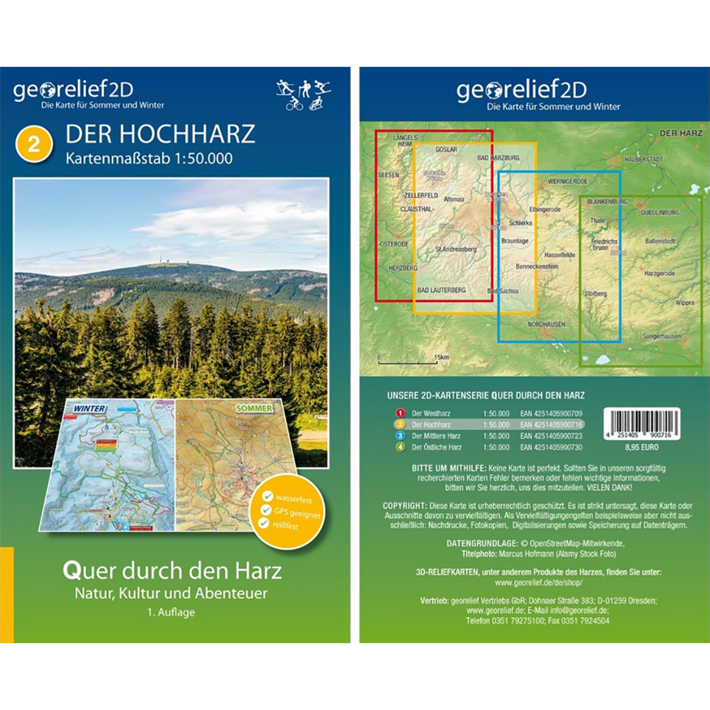 Georelief Der Hochharz Wanderkarte Topografische Karten