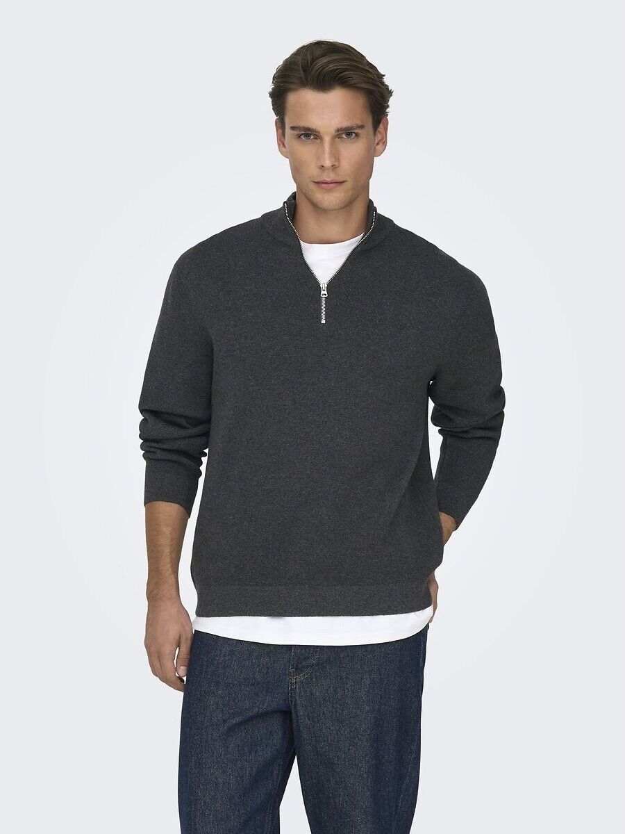 ONLY & SONS Pull col montant zippé, droit