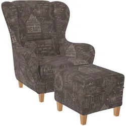 Supellex Sofia Ohrensessel mit Hocker   Design Helsinki Braun