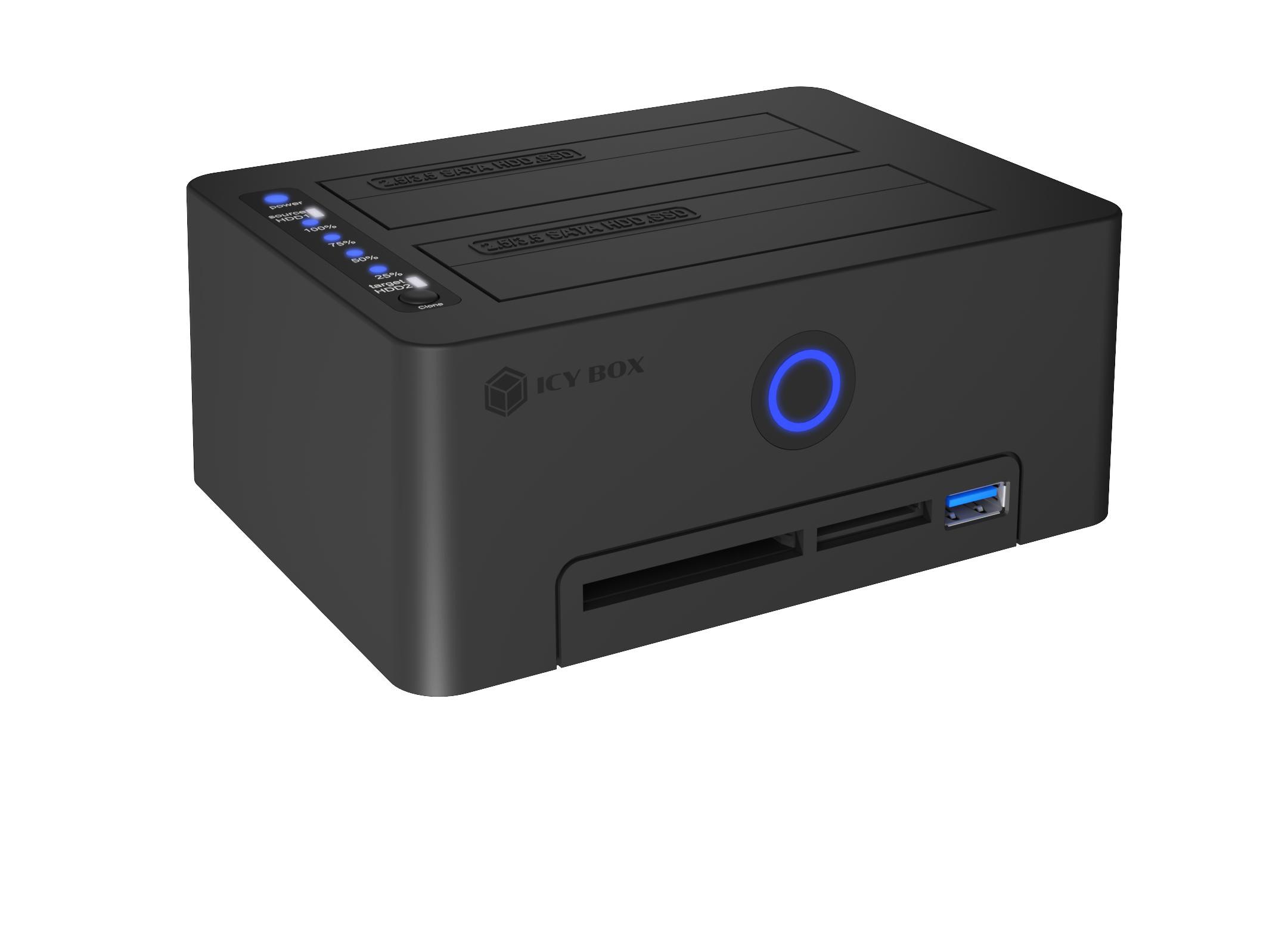 RaidSonic Icy Box IB-1233CL-CR Klonstation für 2,5" SSD/HDD mit Kartenleser