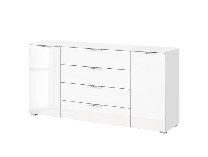 Sideboard x4+2 160 x 81 x 42cm Weiß/Hochglanz Weiß/Alpinweiß Chrom