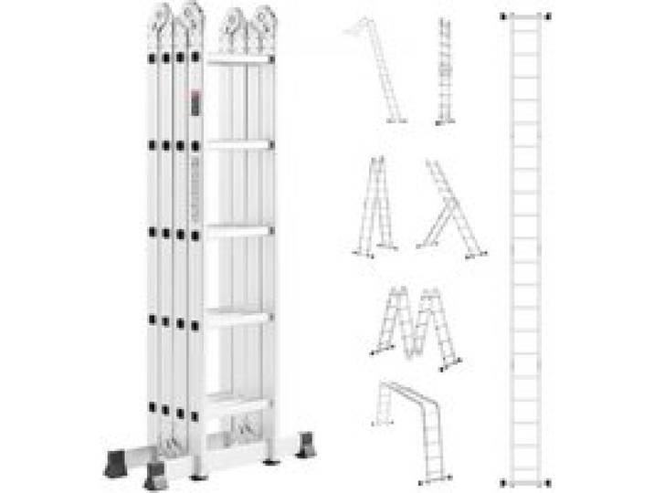 VEVOR Mehrzweckleiter, 7-in-1-Multifunktionsleiter, A-Rahmen, 5-Stufen-Teleskopleiter, Leitergerüst 5750 mm, verstellbare Hochleistungsleiter, 150 kg Tragkraft, für den Außenbereich zu Hause