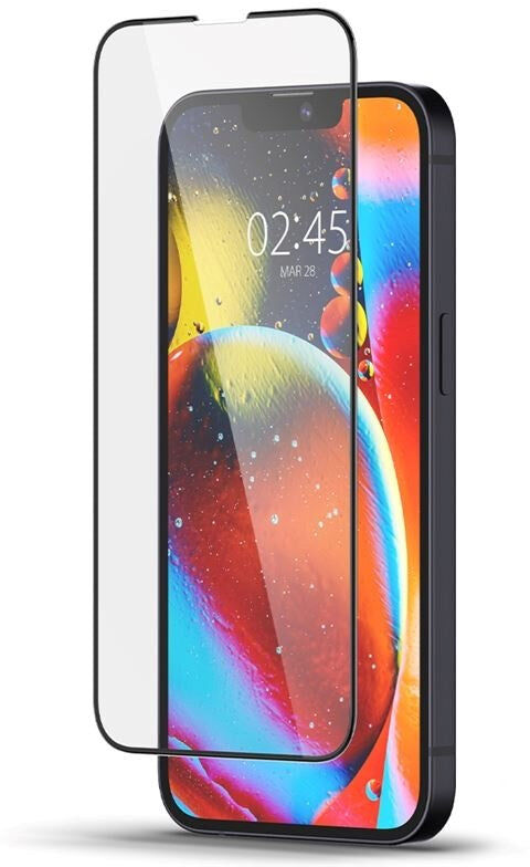 iPhone 13 Mini Spigen Skærmbeskyttelse - Gennemsigtig / Sort Kant