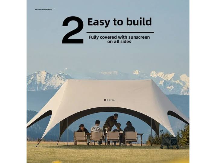 Tente de camping hexagonale occultante instantanée avec table et chaises, facile à monter pour les campeurs paresseux