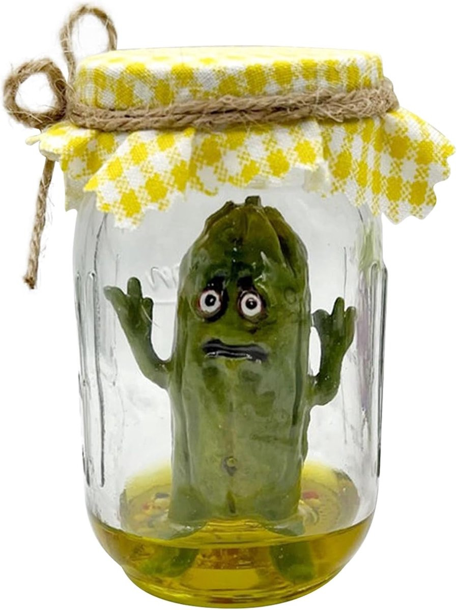 Handgemaakt Glazen Augurk Figuur - Groen Komkommer Beeldje voor Bureau Decoratie - Hoogte: 95 cm