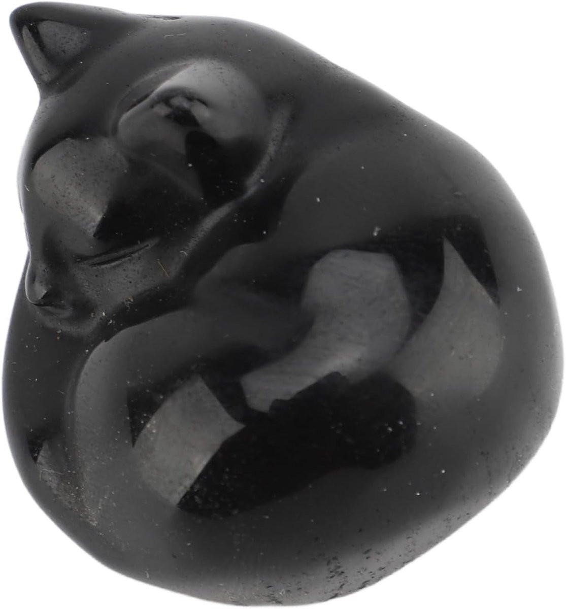 Kristallen Kat Beeldje Slaap Katje Obsidiaan Decoratie Lengte: 3.6 cm