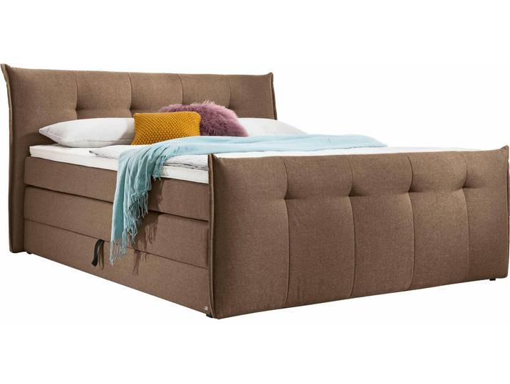 Boxspringbett, Feingewebe, Braun, 165×228 cm, Mit Bettkasten & Individuellem Liegekomfort, Modern, Set One By Musterring