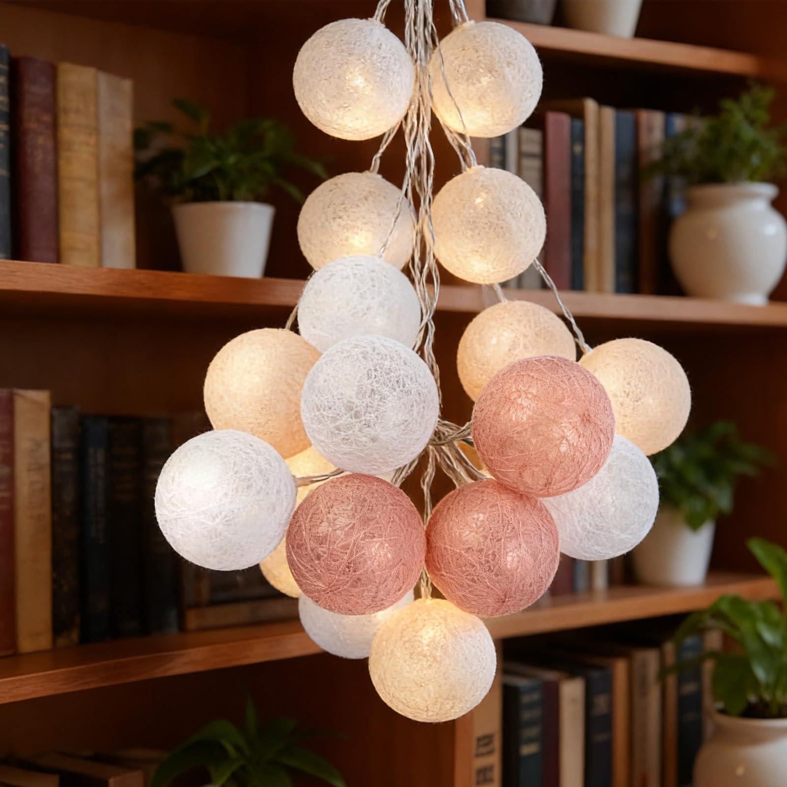 Dripio LED-lichtketting met bolletjes, roze goud, 1,5 meter, 10 bolletjes, diameter: 4 cm