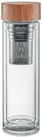 Gourde isotherme personnalisé en verre Batumi borosilicate transparent