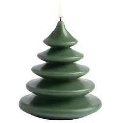 LED Kerze Weihnachtsbaum Olivegrün glatt 13x15cm