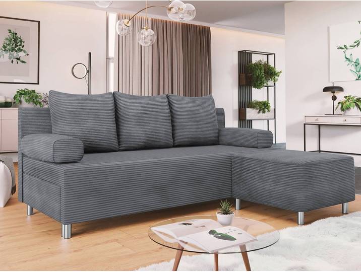 MIRJAN24 Schlafsofa Dover Cord, mit Schlaffunktion und Bettkasten, mit Chromfüße, Polsterhocker als Option