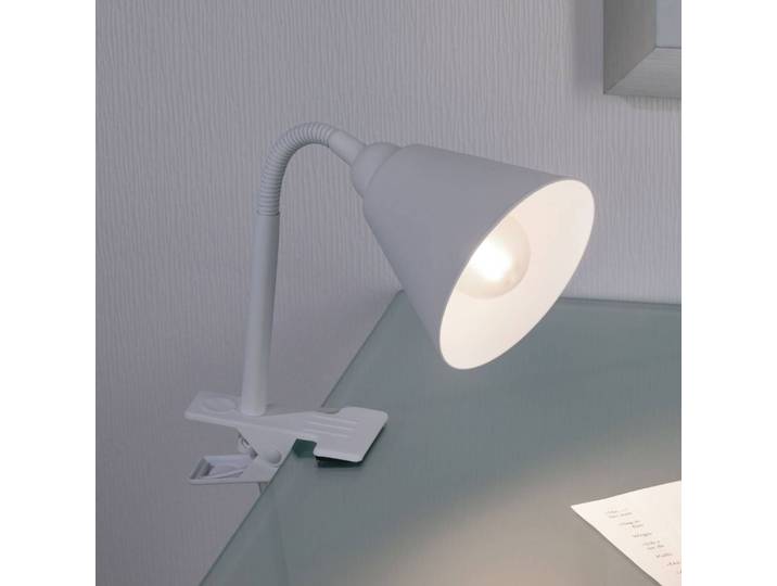 Klemlamp Vitis, wit / opaal, Woon-/ Eetkamer, metaal, Modern, Klemlamp