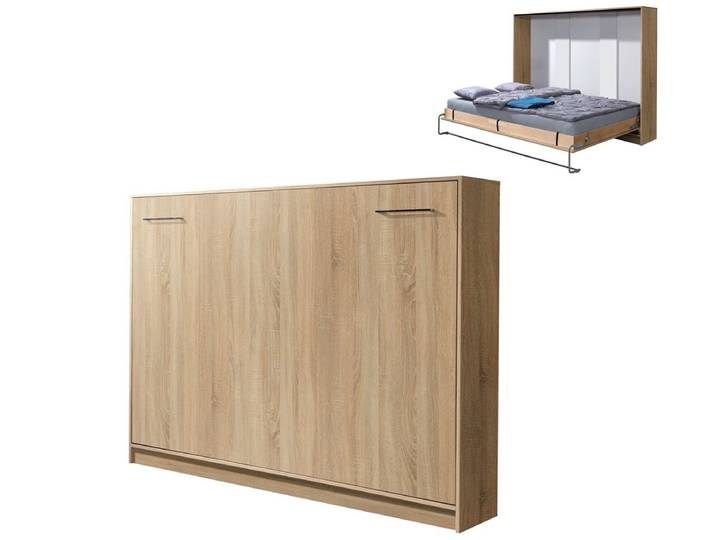 QMM TraumMöbel Schrankbett Wandbett HB90x200 (Einzelnes Möbelstück, 1-St., Farbauswahl) horizontal Klappbar