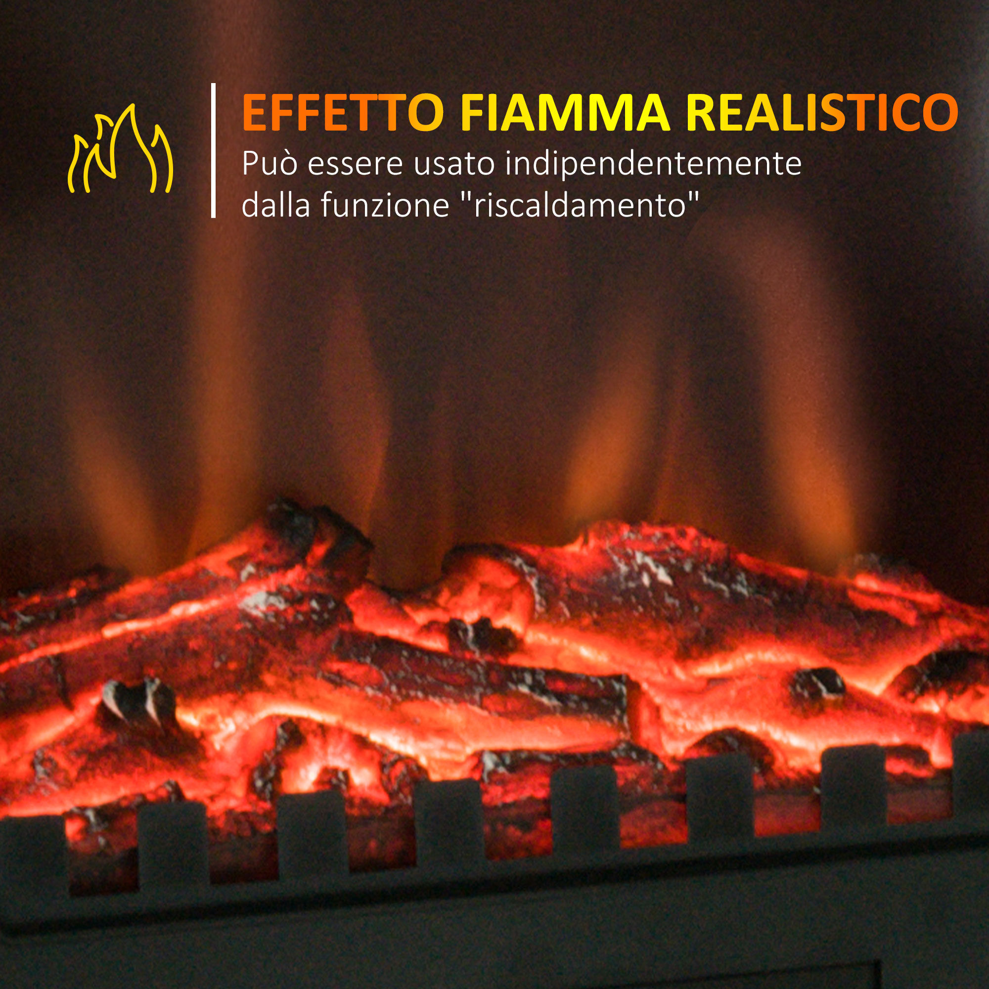 Altro Camino Da Terra Elettrico Potenza 1000w / 2000w Con Effetto Fiamma Luminosità Regolabile, Caminetto Elettrico Con Temperatura Regolabile E Protezione