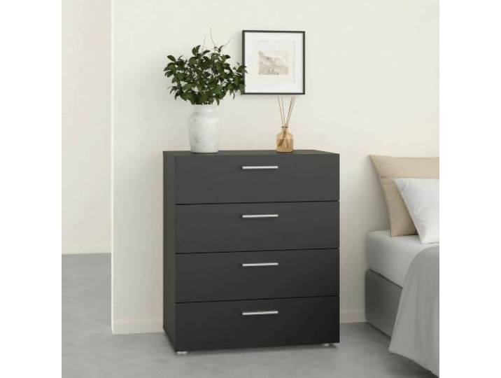 Dmora - Kommode Nina, Mehrzweckkommode, Schlafzimmerkommode, Schrank mit Schubladen, 70x40 h82 cm, Schwarz