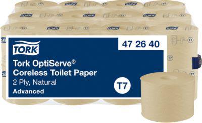 Tork OptiServe® Coreless Toilettenpapier, 2-lagig, perforiert, kompakte Rolle, recycelte Fasern
