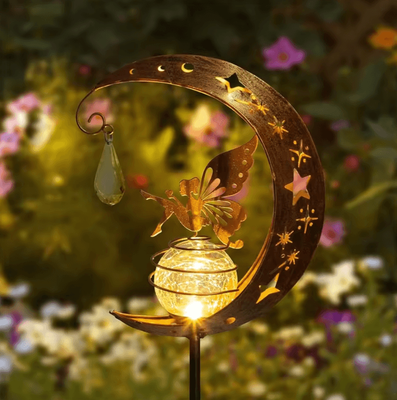 Inspire Curations Solar Fairy Moon Garden Light LED Outdoor Decorative Stake For Patio, Lawn & Pathway c