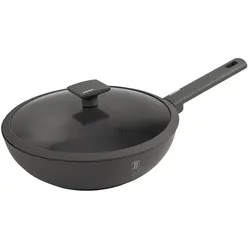 Berlinger Haus Antracit Collection Wok mit Deckel und ergonomischen Soft-Touch-Griffen (Silikongriffe), Ø 28 cm