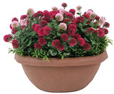 Greensmart Dekor Artificial Pink and Red Flowers in Hanging Plastic Baskets