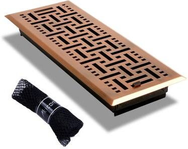 "Akicon Check Design 4""x12"" Floor Register with Trap Net"