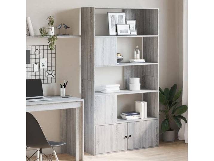 Moderne Bibliothèque élégante - sonoma gris - 100x36x189 cm - bois d'ingénierie - Pour dossiers/livres - Meuble Étagère @FR 7526