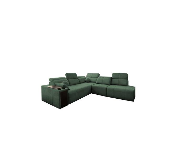 Kaiser Möbel Ecksofa Mindy IX Mit Schlaffunktion, Verstellbarer Rückenlehne Stoff Verita Grün Rechts, Holz, L-Form, Ottomane links, Ottomane rechts,L-Form, 300x288 cm, Wohnzimmer, Sofas & Couches, Wohnlandschaften, Ecksofas