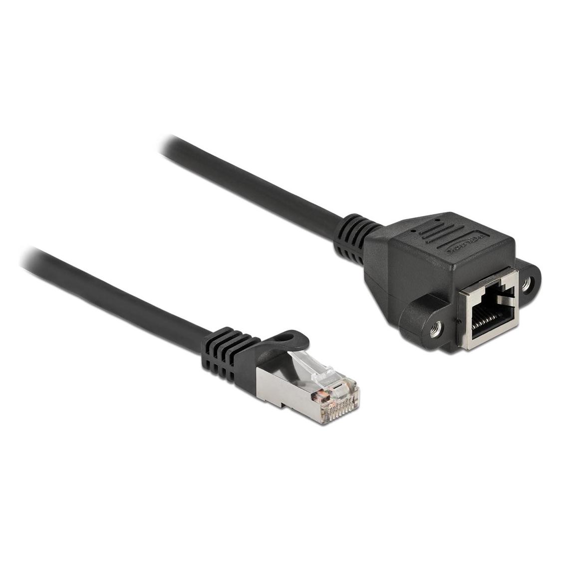 Delock Netzwerk Verlängerungskabel S/FTP RJ45 Stecker zu RJ45 Buchse Cat.6A 25 cm schwarz (S/FTP, CAT6a, 0.25 m) (86998)