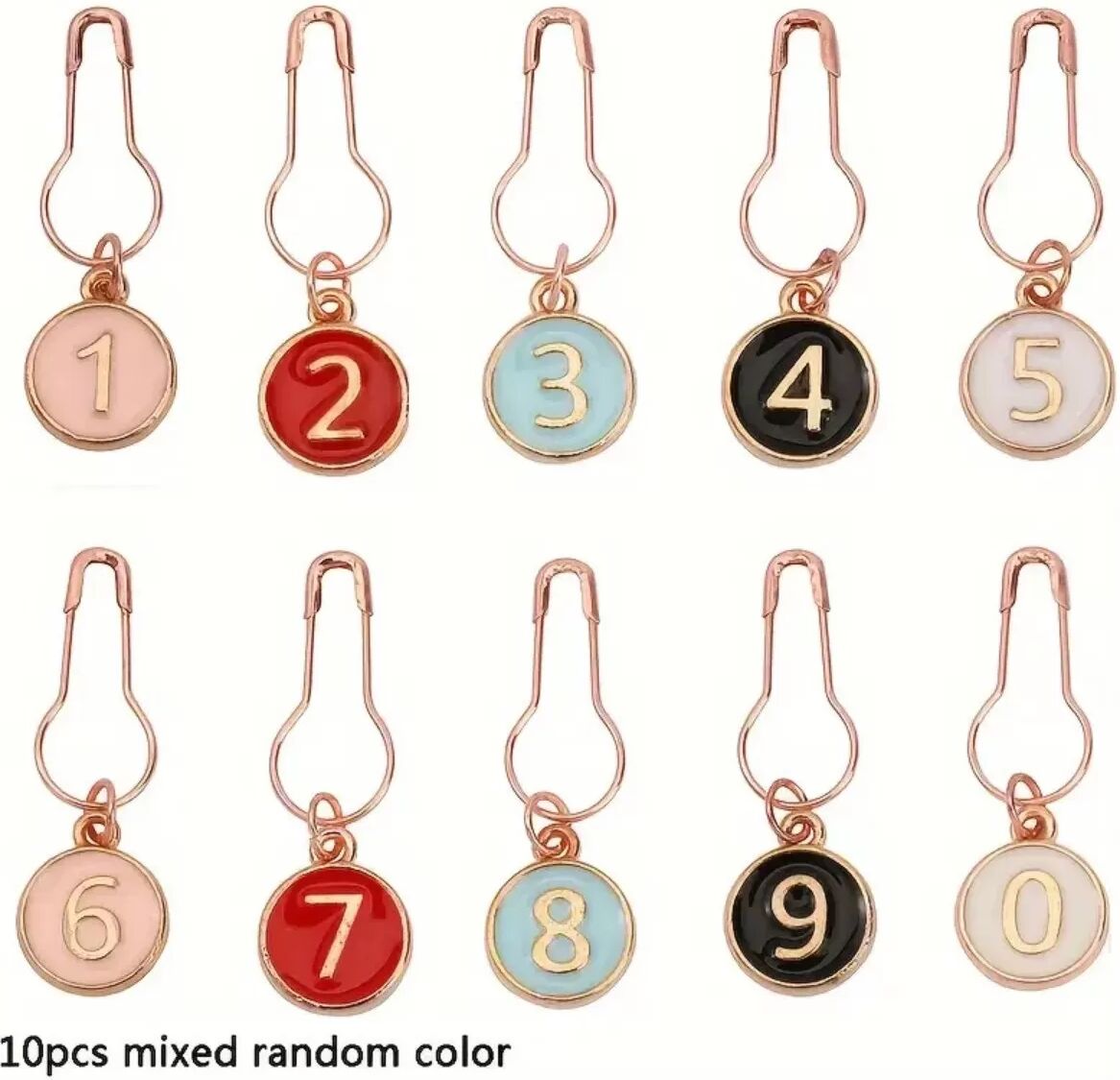 INF 10 DIY Number Stitch Markers 0-9 Multicolor Alloy Knitting Markers for Sweater Needles