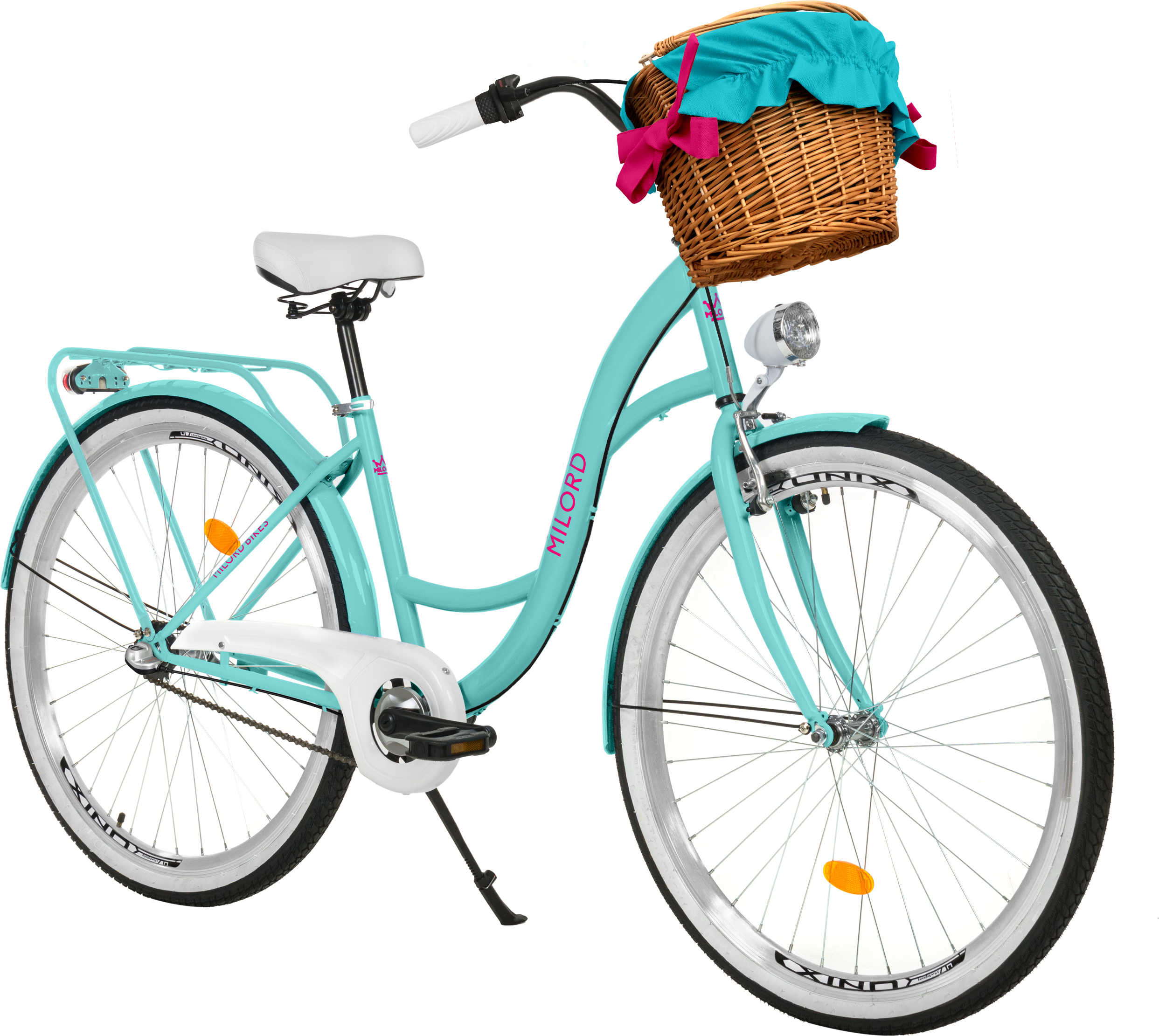 Milord Komfort Fahrrad Mit Weidenkorb Damenfahrrad, 28 Zoll, Blau, 3 Gang Shimano