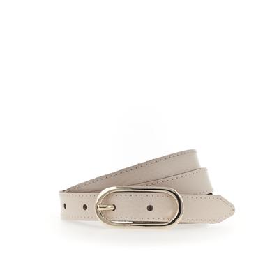 Ledergürtel TAMARIS "Claudia Gold", Damen, Gr. 110, beige (creme), Rindsleder, unifarben, Gürtel Ledergürtel, mit schmaler Schließe, 2 cm breit, aus Rindsleder, unifarben