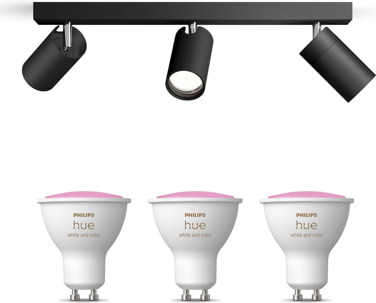Philips Hue Idris Opbouwspot voor Badkamer - Zwart - Modern LED - Hue White and Color Ambiance