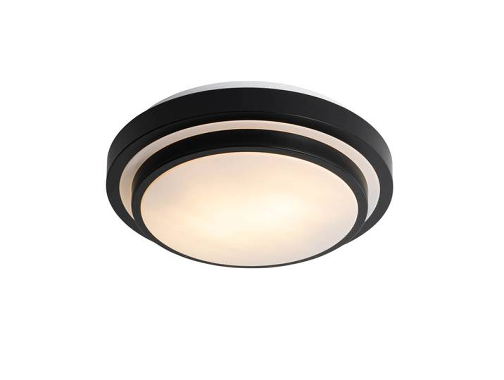 Plafonnier moderne noir et blanc 35 cm 2 lumières IP44 - Walden