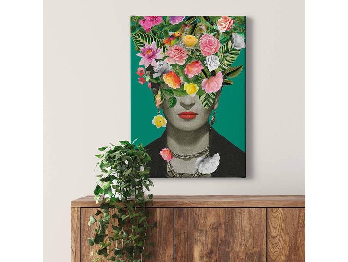 Impression sur toile Frida Floral Polyester PVC / Épicéa Vert 50 x 70cm