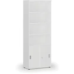 Büro-Kombischrank PRIMO WHITE, Schiebetür auf 2 Etagen, 800 x 420 x 2128 mm, weiß