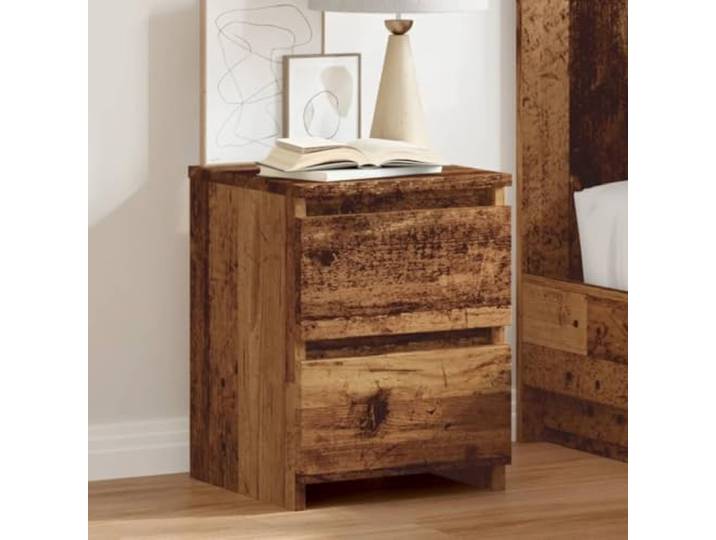 KTHLBRH Nachttische 2 Stück antikes Holz 30 x 30 x 40 cm Spanplatte 2 Schubladen, industrielles Design, großer Raum, leicht zu reinigen, multifunktional