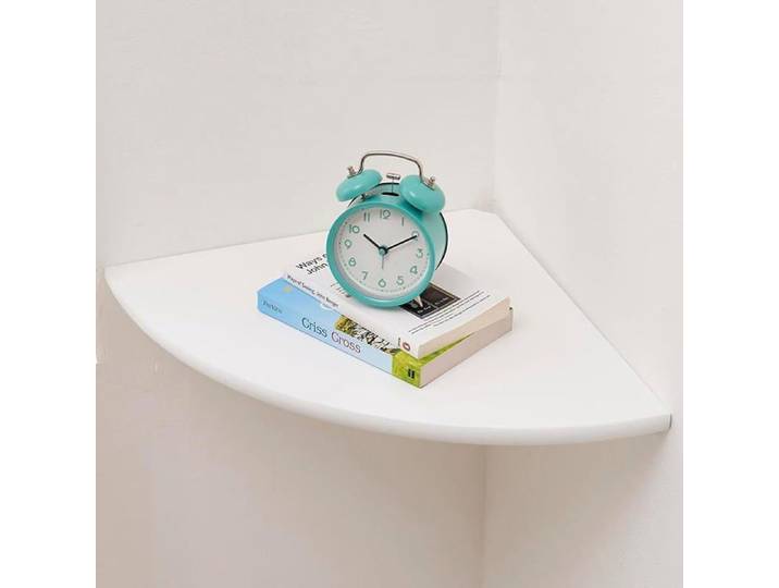 Étagère d angle Blanche Flottante en Bois de chêne Naturel étagère Murale à extrémité Ronde Solution Chêne Blanc 30cm