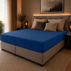 BettwarenShop Spannbettlaken für Boxspring Matratzen Ultra Stretch 90x200 cm | kobalt - blau
