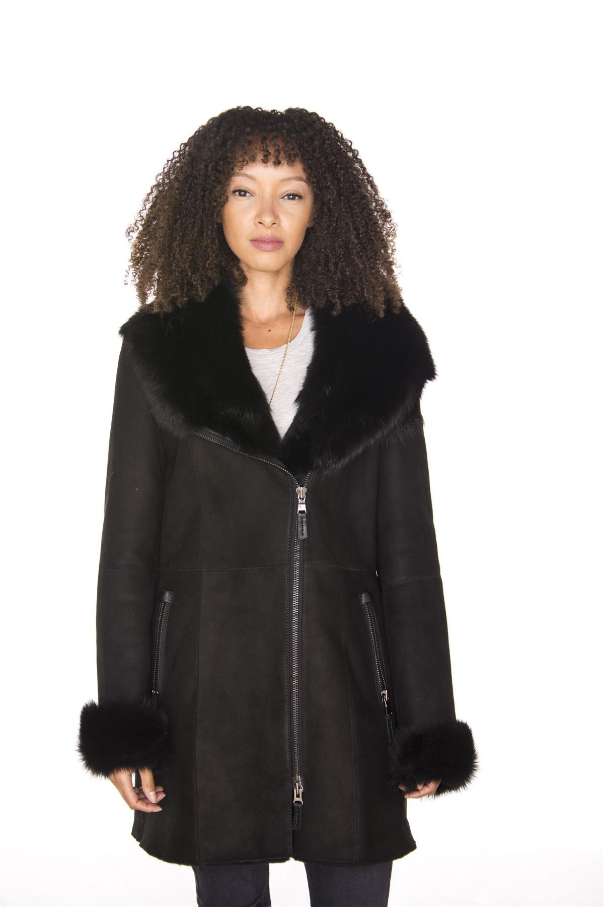 Damen-Wildleder-Merino-Lammfellmantel-Samara