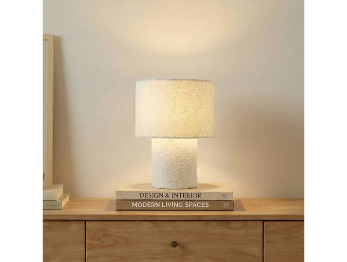 Tischlampe Jone Lindby, weiß / opal, für Wohn- / Esszimmer, Textil / Stoff / Seide, Modern, Tischlampe
