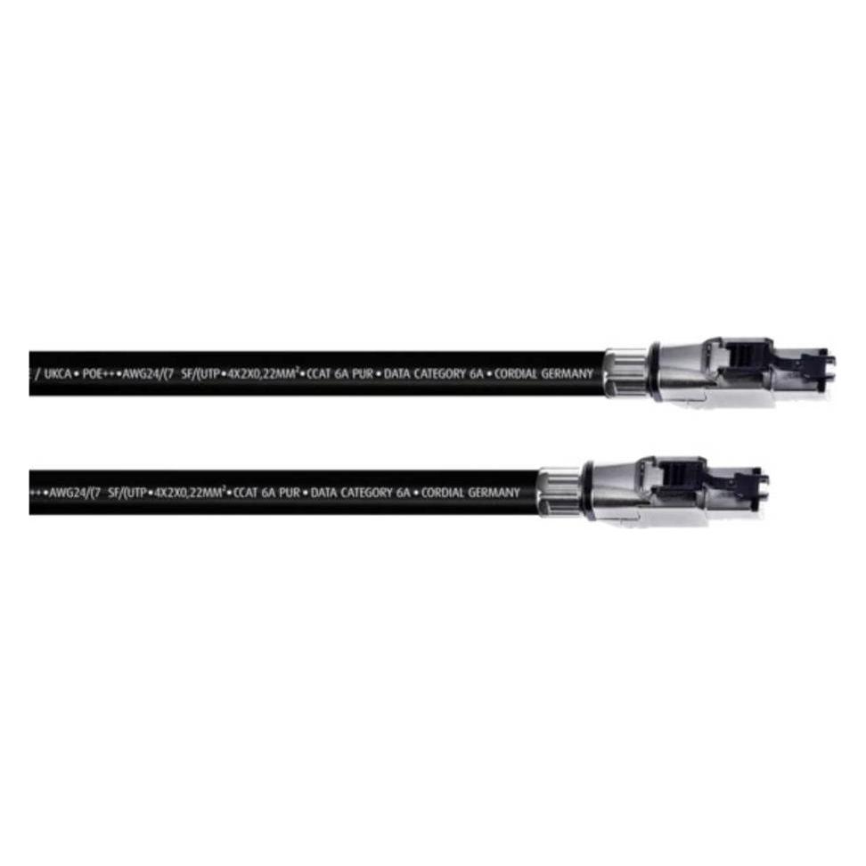 Cordial 15613 RJ45 Netzwerkkabel, Patchkabel CAT 6a SF/UTP 10.00 m Schwarz PUR-M (SF/UTP, CAT6a, 10 m) (15613)