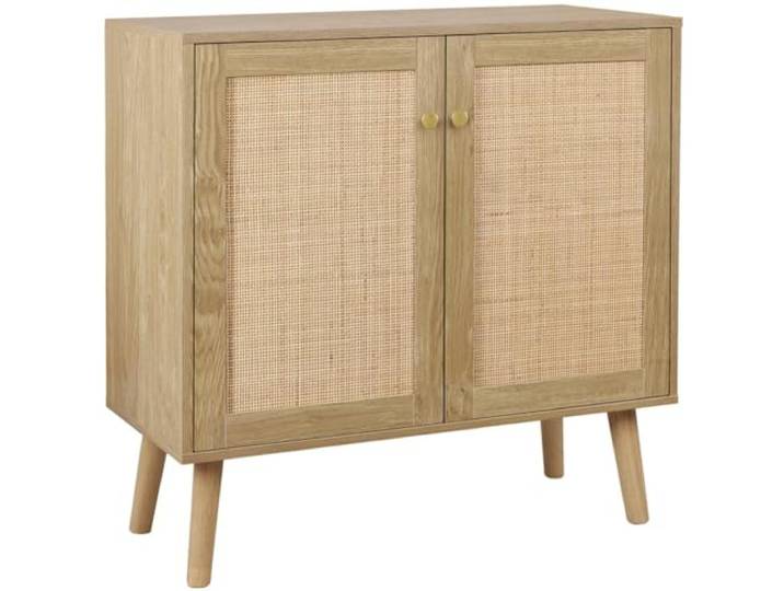 Skokliz Küchenschrank, Sideboard mit 2 Türen Rattan-Einsätzen, Buffetschrank Aufbewahrungsschrank Möbel, 80 * 35 * 79cm für Küche, Esszimmer, Wohnzimmer, Natur