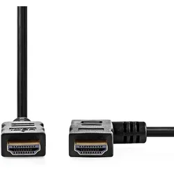 Nedis High Speed ​​HDMI  Kabel mit Ethernet - Rechts Hooked HDMI  Anschluss - HDMI Stecker - 4K@30Hz - 10.2 Gbps - 1.50 m - Rund - PVC - Schwarz - Umschlag