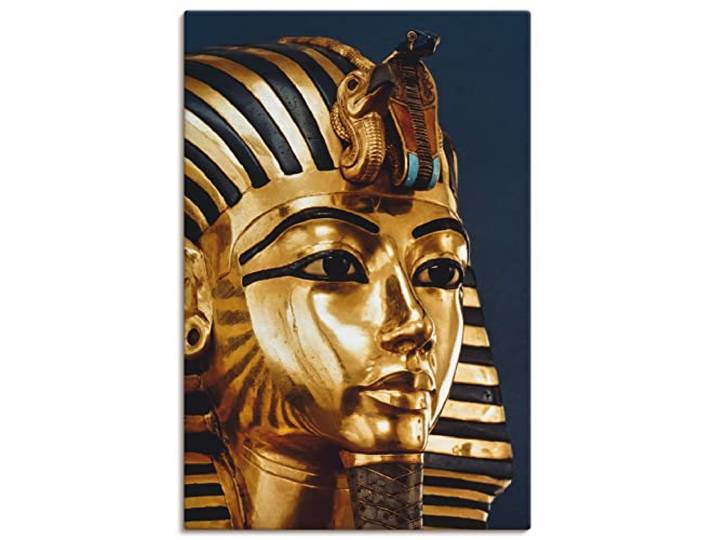 ARTLAND Leinwandbilder Wandbild Bild auf Leinwand Menschen Persönlichkeiten Foto Gold Grabmaske von König Tutanchamun um 1342 v Ch S7UQ