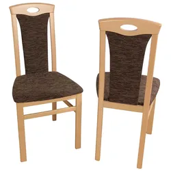 Esszimmerstuhl in Braun Webstoff Buche Massivholz (2er Set)