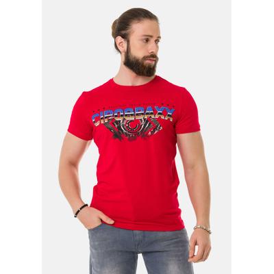 T-Shirt CIPO & BAXX "T-Shirt", Herren, Gr. L, rot, 95% Baumwolle, 5% Elasthan, bedruckt, regular fit, Rundhals, Shirts T-Shirt, extravaganter Marken-Schriftzug