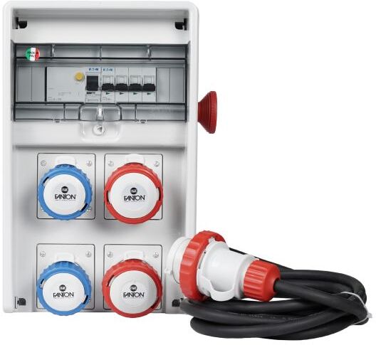 Fanton Quadro Elettrico Da Cantiere 9kw Ulisse Asc Ip65 2 Prese Cee 16a 2 Prese 380v Inclinate Con Pulsante Emergenza Cavo 4mt 74318
