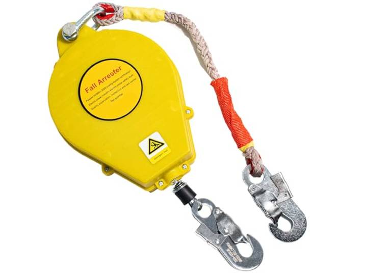 VFDZ Höhensicherungsgerät 3m/5m/7m/10m/15m/20m, 150kg(Gelb,15m) Einziehbar Absturzsicherung Dachdecker, Grün/Gelb Auffanggurt Absturzsicherung mit Selbstsicherndem Haken für Höhenarbeiten