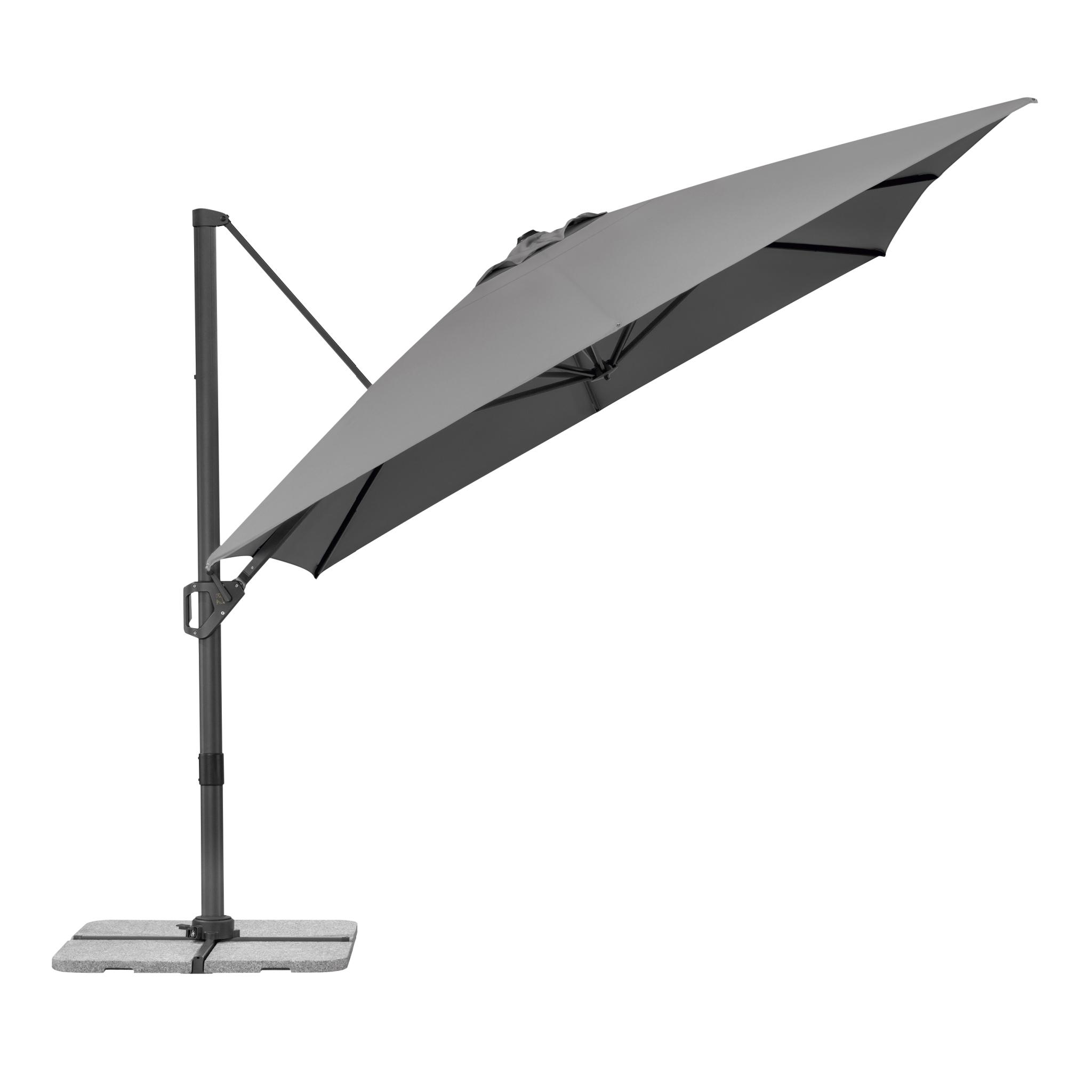 Schneider Ampelschirm TAVO 400 x 300 cm anthrazit - UV-Schutz, 360° drehbar, neigbar, air-vent, lichtecht inkl. Plattenständer & Schutzhülle