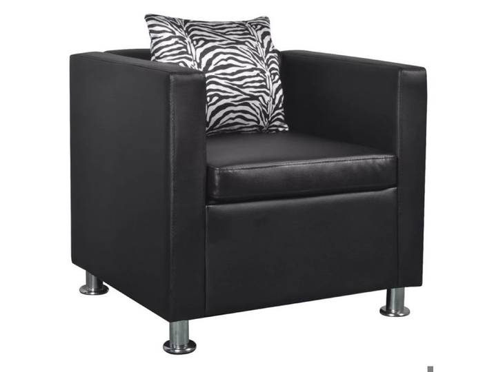 Fauteuil chaise siège lounge design club sofa salon cuir synthétique noir 1102078/3