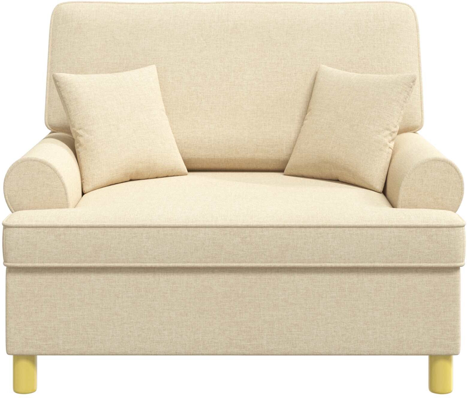 vidaXL Fauteuil XXL avec coussins Crème Tissu